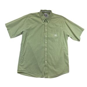 Cinch Up Shirt Mens XL Green Plaid Short Sleeve Camp Shirt Button Up